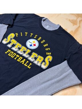 NFL Pittsburgh Steelers Big Kids Tee with Thermal Sleeves Size L(14/16)